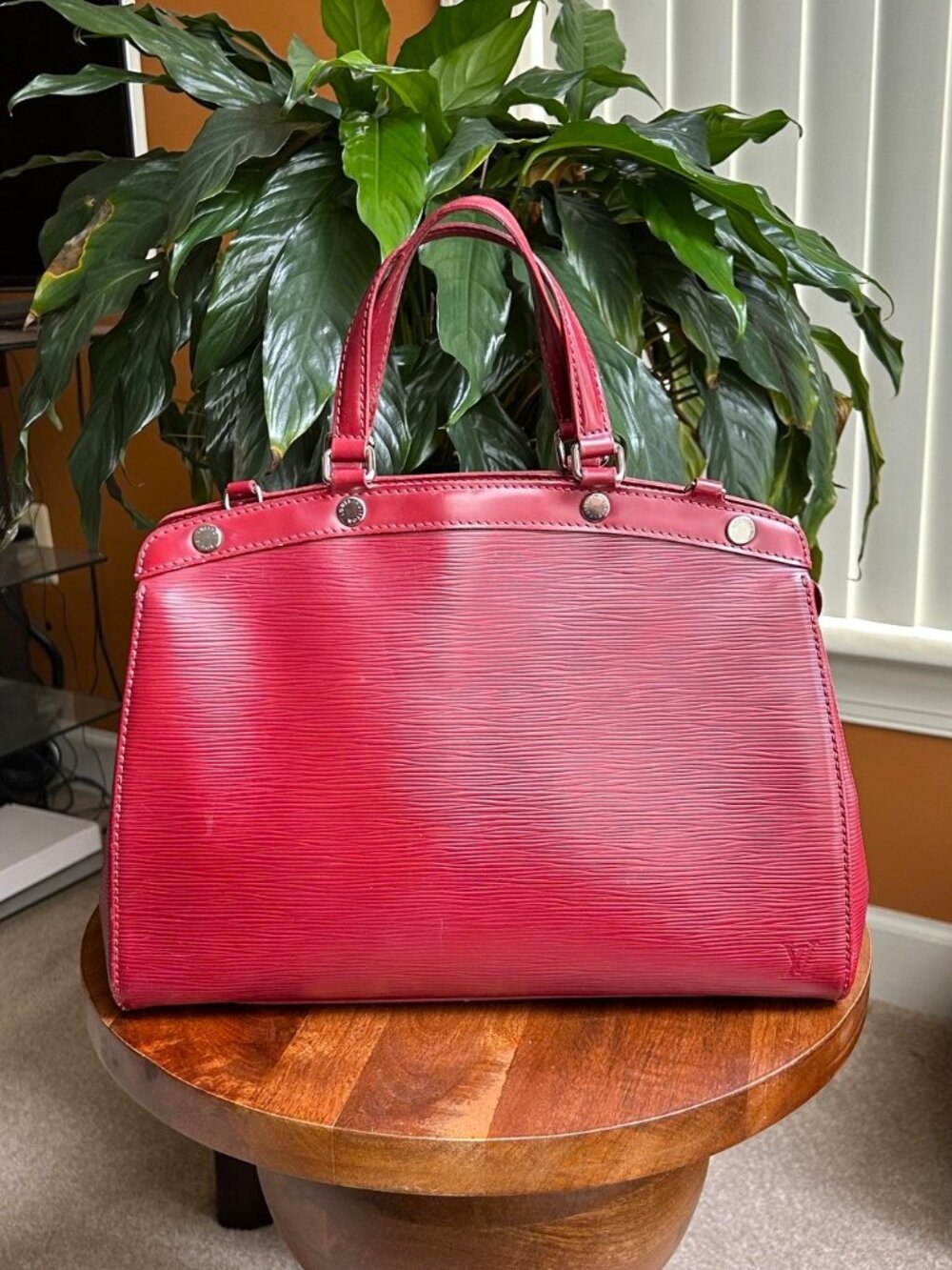 LOUIS VUITTON Epi Leather Brea MM Bag, Rubis Dark Red